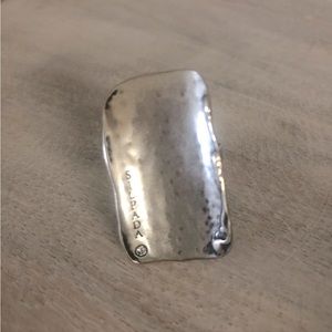 Rare Silpada hammered ring with cubic zirconia stone.